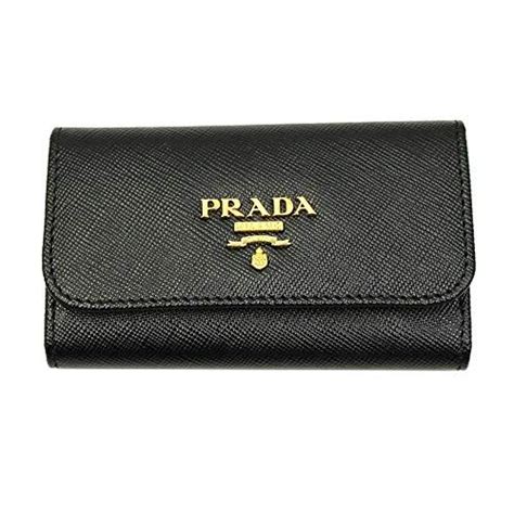 prada genuine black pebbled leather bag lock and key|Black Saffiano Leather Key Case .